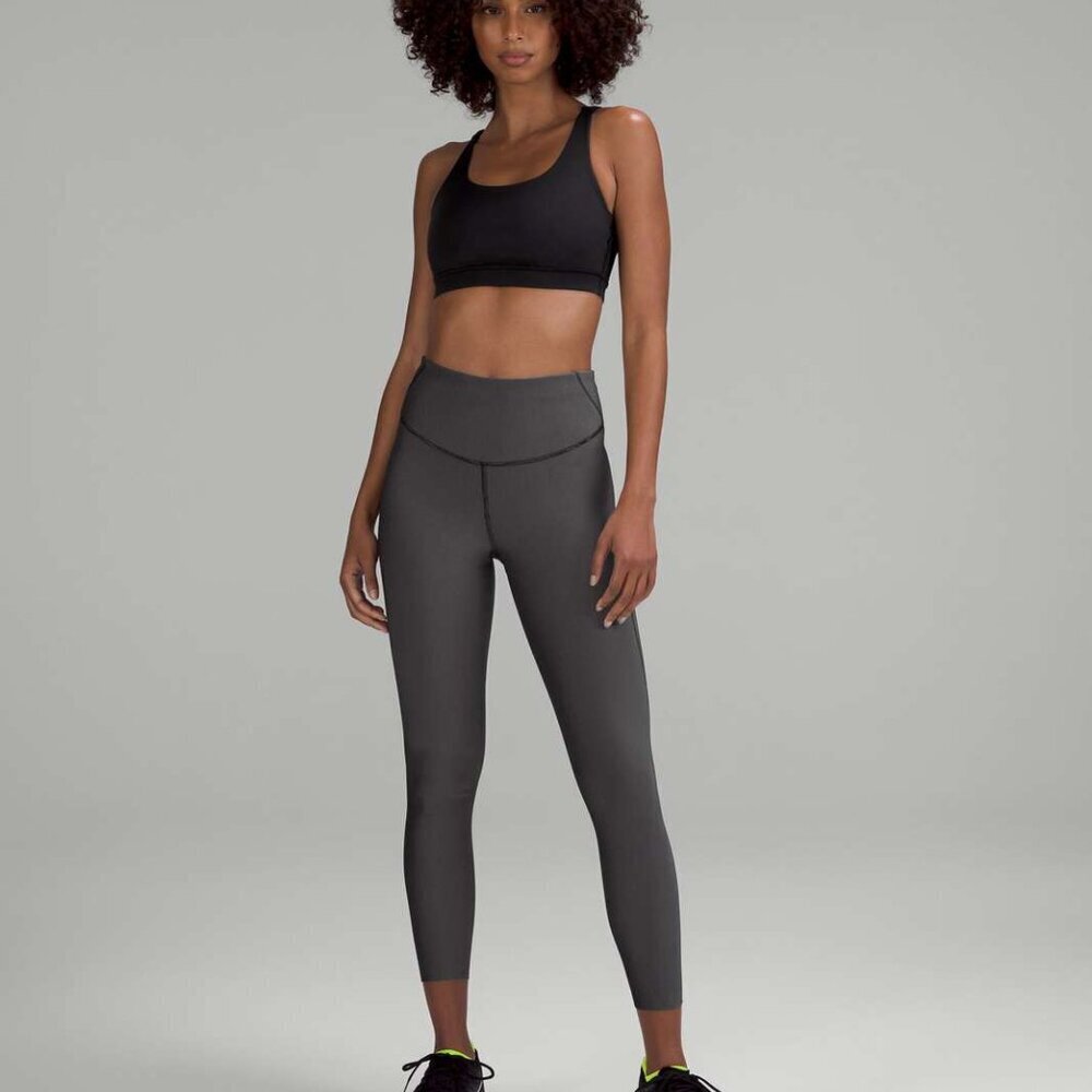 Lululemon Base Pace High-Rise Tight 25" *Two-Tone Ribbed Black / Gull Grey Sz 12